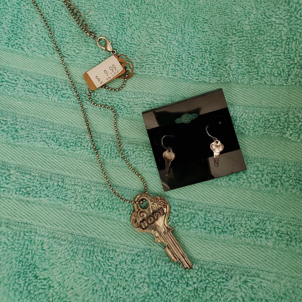 "Hope" Key Necklace and earrings